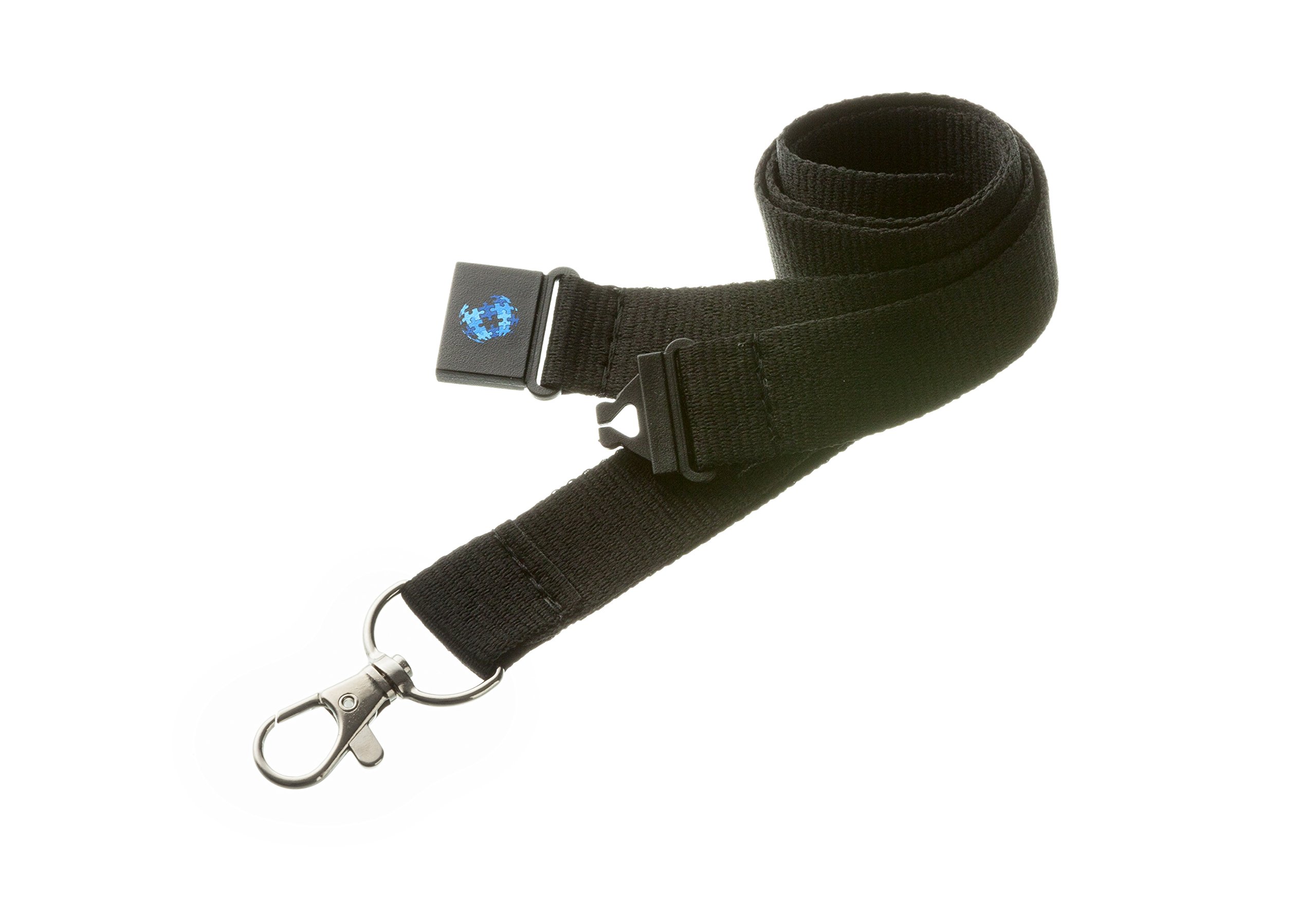 20mm Lanyard with Safety Break Away and Metal Clip - (Black)