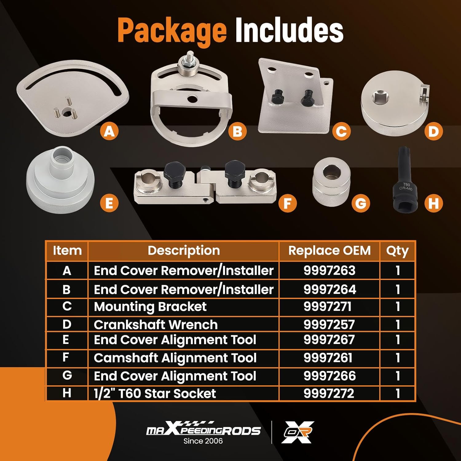 maXpeedingrods Engine Camshaft Alignment Timing Belt Tools Kit for Volvo S80 XC90 XC60 XC70 3.0T 3.2, for Land Rover 3.2 i6, Replace# 9997257 9997261 9997263 9997264 9997272 9997271 9997266 9997267