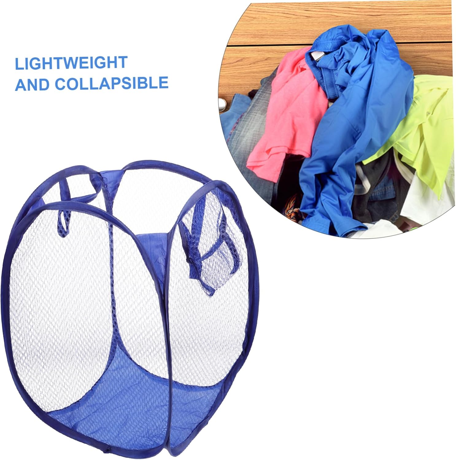 Foldable Mesh Laundry Hamper Basket with Two Handles for Home