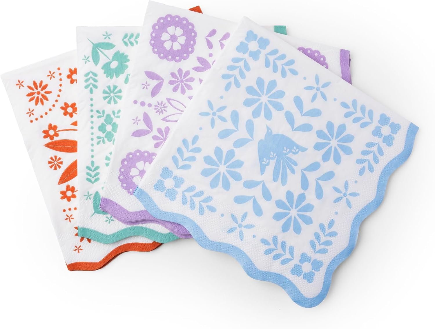 Bonjour Fete Bright Fiesta Large Paper Party Napkins | Vibrant Colors for Cinco de Mayo Celebrations | Perfect for Festias, and Colorful Birthdays | Pack of 20, 6.5" Folded Square Napkins