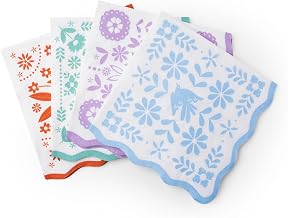 Bonjour Fete Bright Fiesta Large Paper Party Napkins | Vibrant Colors for Cinco de Mayo Celebrations | Perfect for Festias, and Colorful Birthdays | Pack of 20, 6.5" Folded Square Napkins