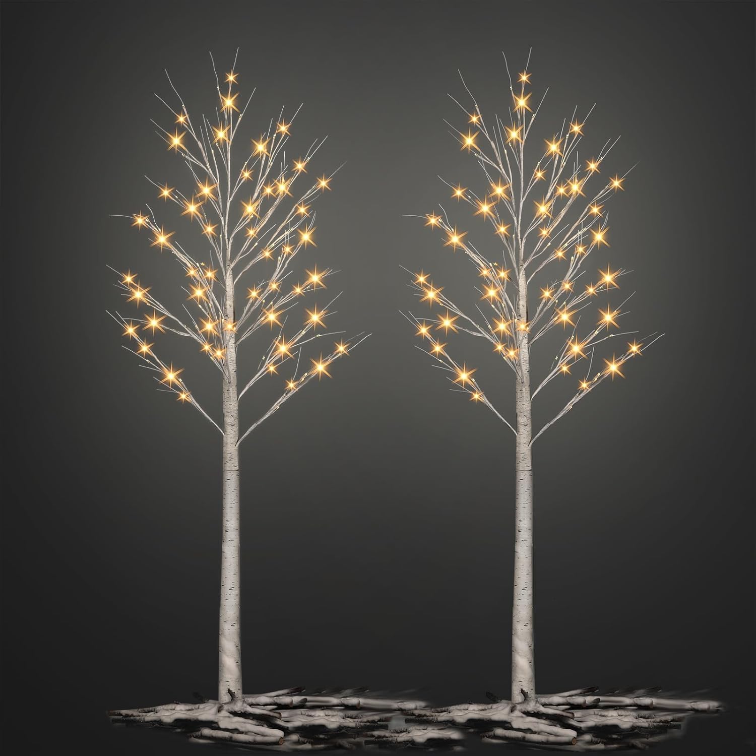 Lighted Tree,2 Pack 6 Ft 240 Led Warm White Birch Tree Light Detachable Tree Light Fairy Light Spirit Tree Fall Decor for Home Twinkling Tree Party Bedroom Wedding Thanksgiving Christmas Decorations