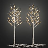 Vista 9 de Juego de 2 luces blancas cálidas para árbol de abedul con batería o USB, 24 luces LED de hadas, árbol espiritual, decoración de mesa para el hogar