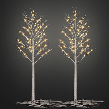 2 Pack 6 Ft Warm White Birch Tree Lights, 240 LED Twinkling Lighted Tree for Christmas Thanksgiving Decor