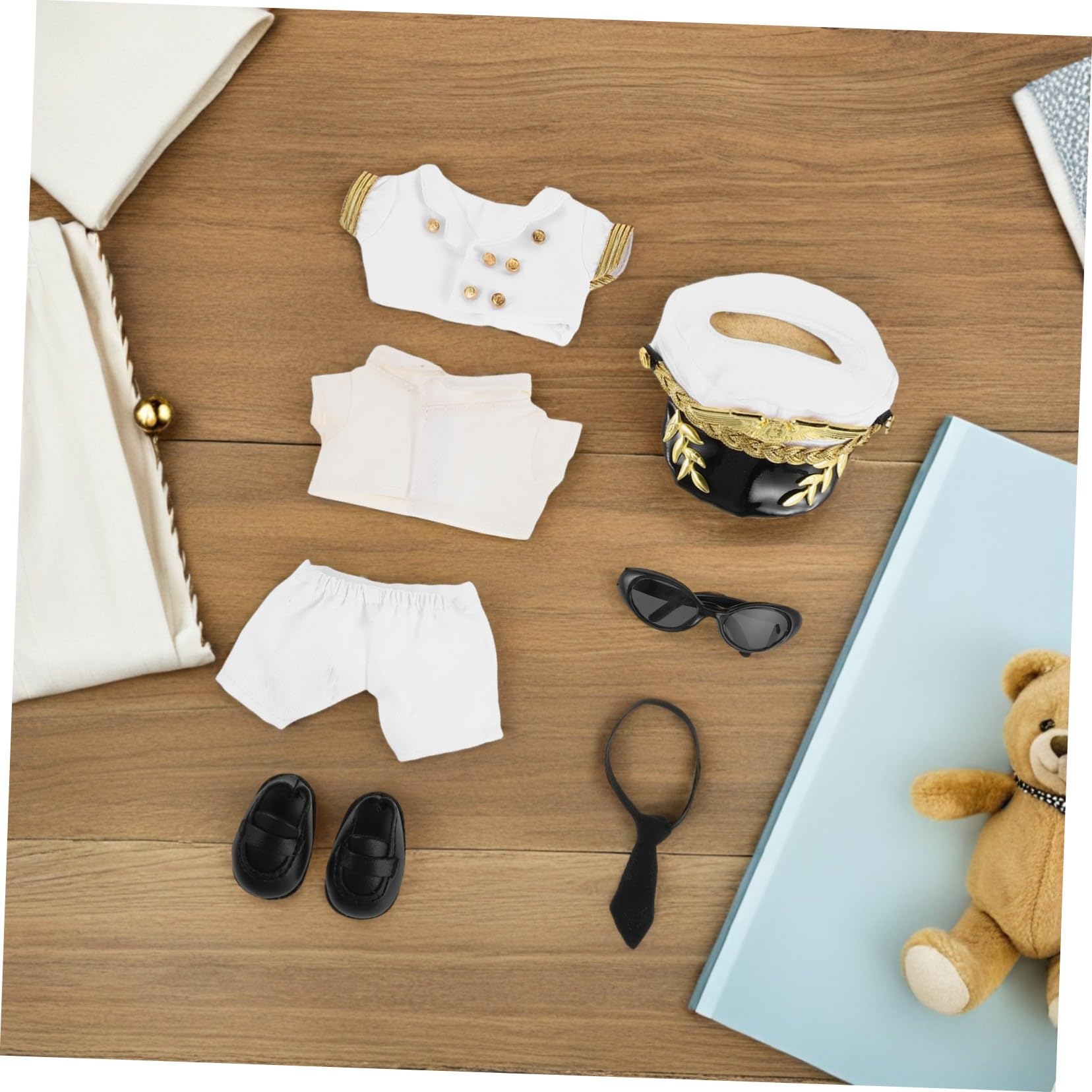 Uniforme de Capitán para Muñeco de Peluche Ropa de Piloto Reemplazable Accesorios Decorativos para Juguetes de Peluche Ropa Utilizable para Muñecos Pequeños Avión