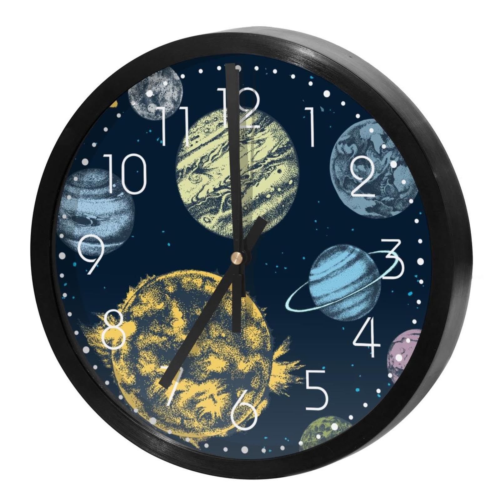 Horloge murale système solaire silencieuse pour chambre d'enfant