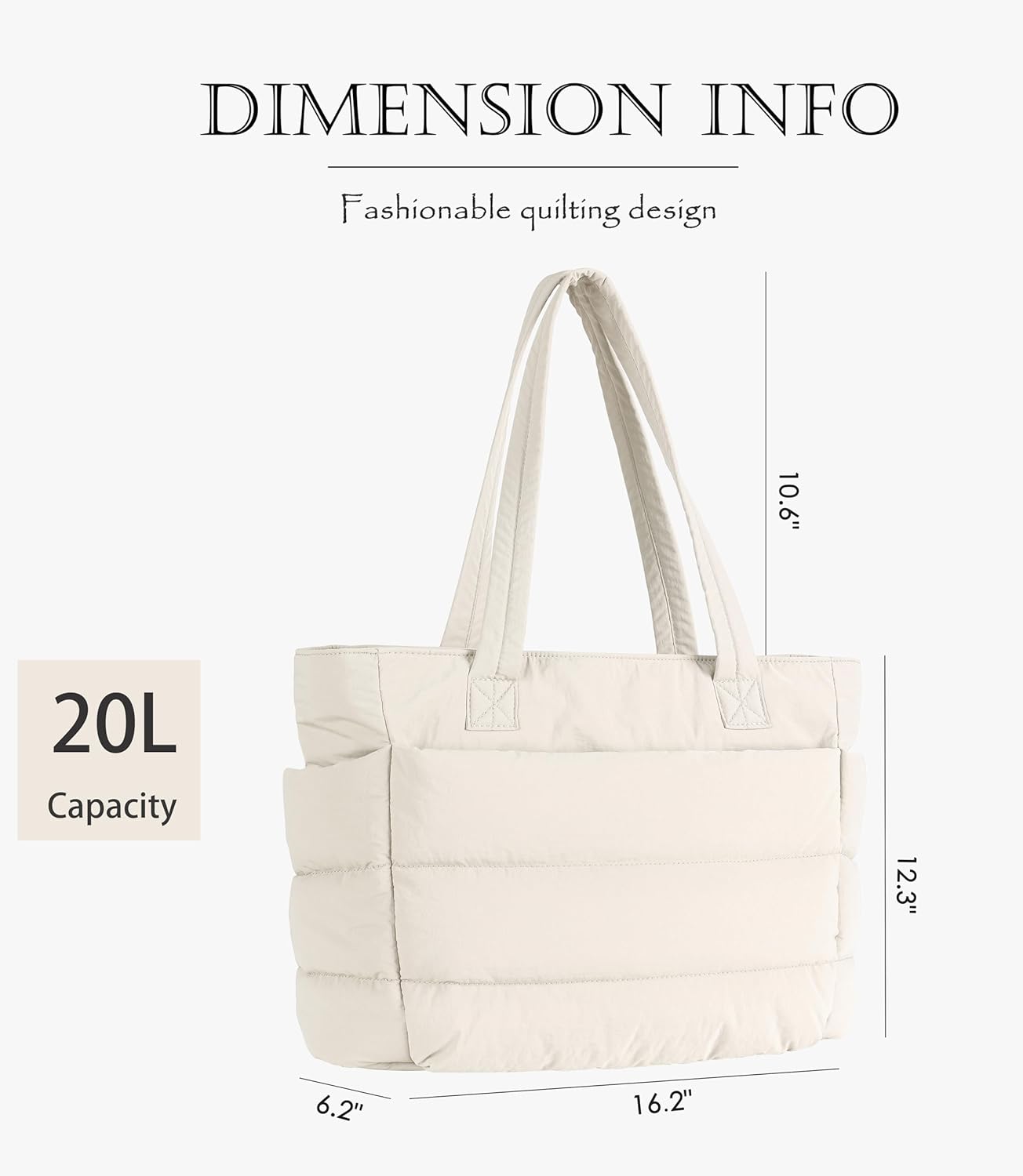 Puffer Tote Bag for Women, Cute Quilted Carryall with Zippered Compartments Shoulder Bag Handbag for Work, Travel, Gym - Image 4