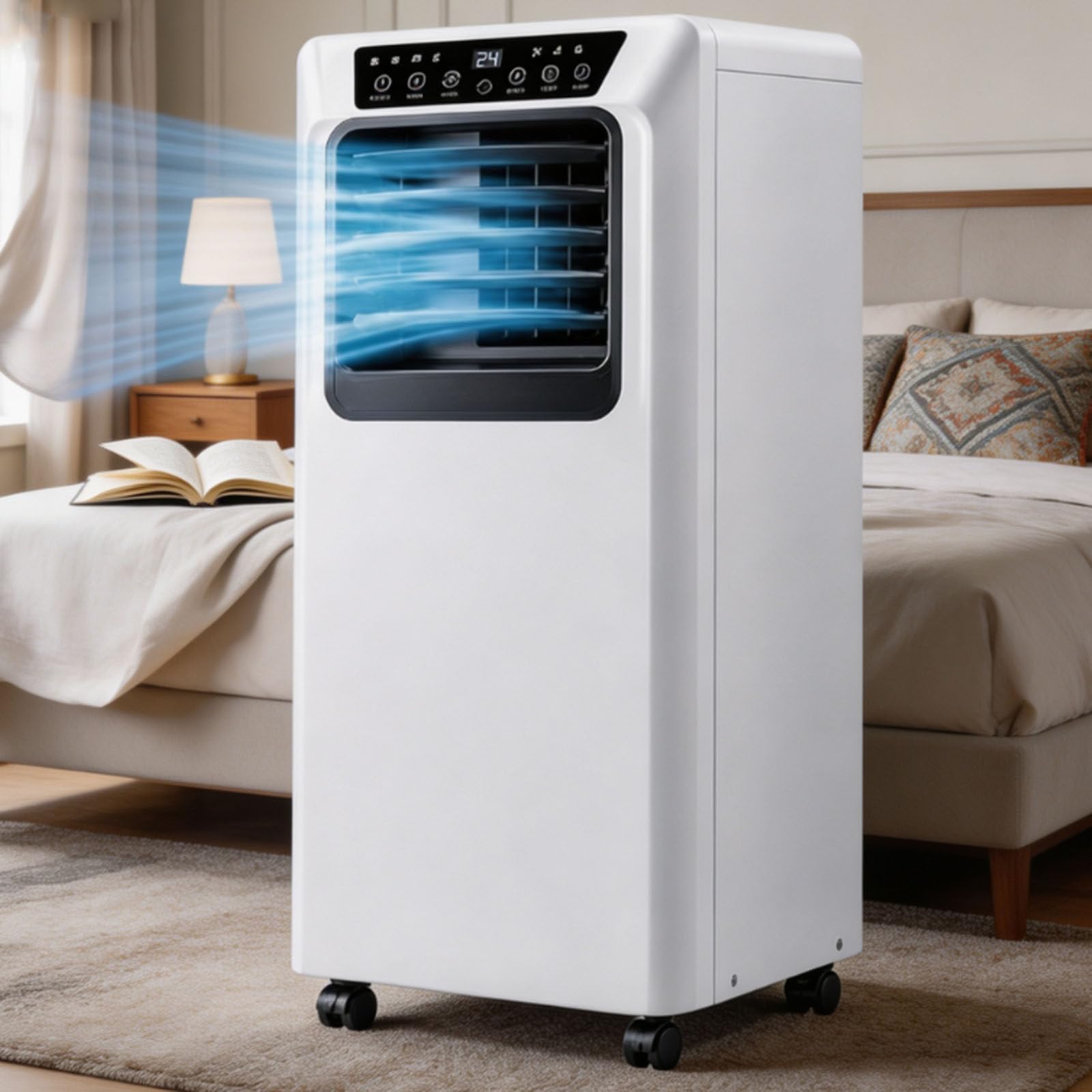 ErShangMao Portable Air Conditioner,Mobile Air Conditioner,Indoor Ac Unit With Self-Evaporating Drainage,120° Wide-Angle Swing,Led Remote And Top Controls For Bedroom,Caravan And Home Office 9000BTU