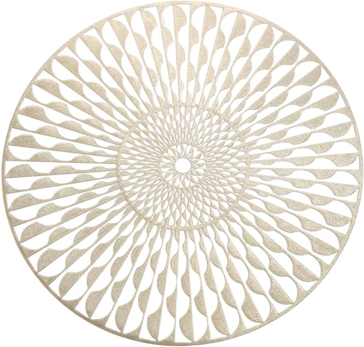 Round High-end Luxury Placemat Waterproof and Oil PVC Pad Coffee Dining Table Decor Mat Home Kitchen Insulation Mat(Light Gold)