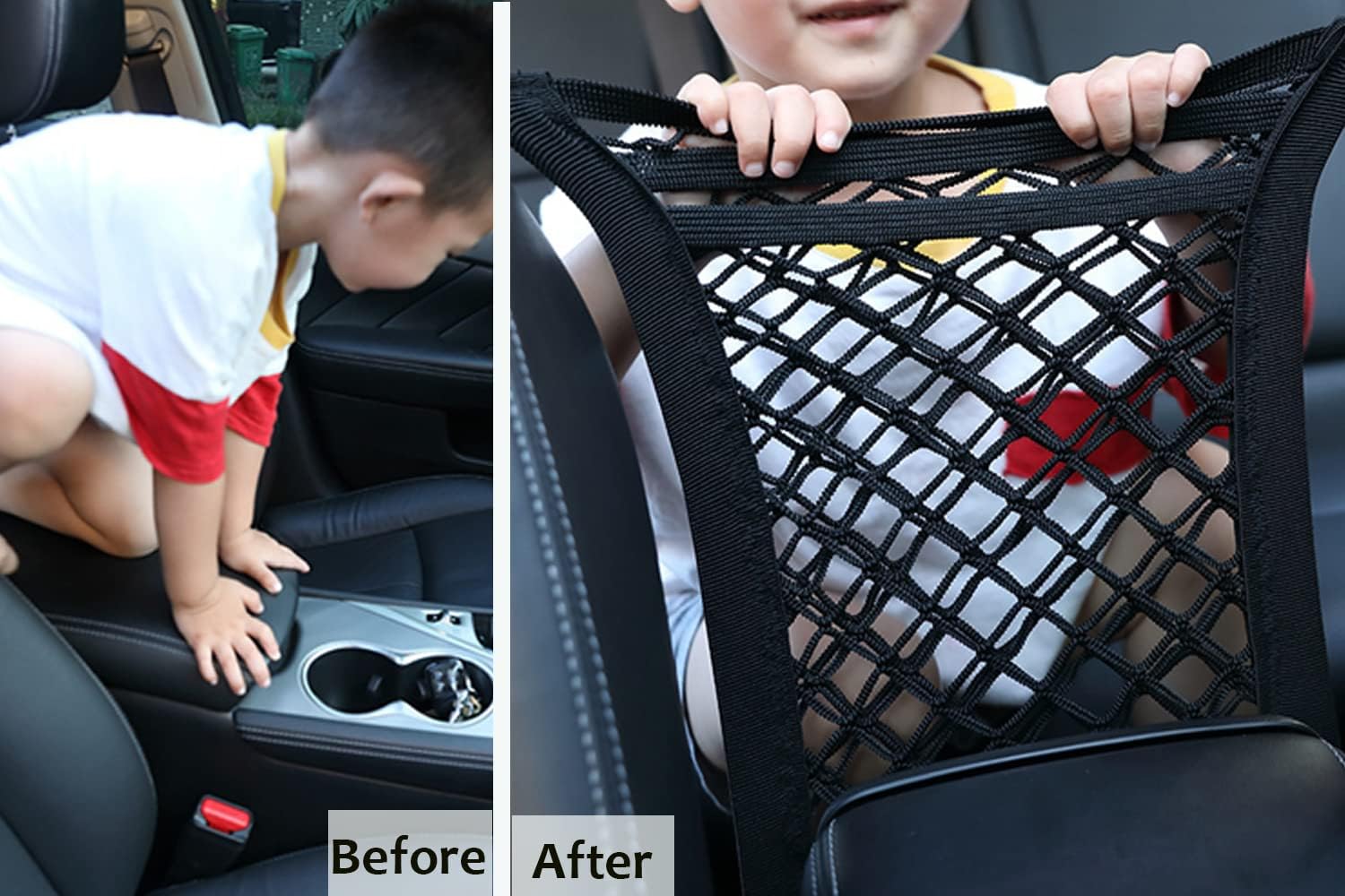 Pincuttee 3-Layer Car Mesh Organizer 1 Pack,Seat Back Net Bag Organizer,Seat Back Net Bag Barrier of Backseat Dog or Kids Pet, for Car/SUV/Truck(Black)