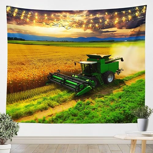 jejeloiu Tapiz grande para colgar en la pared de tractor de 59 x 82 pulgadas, tapiz para niños y niñas, decoración de tractor de granja occidental,