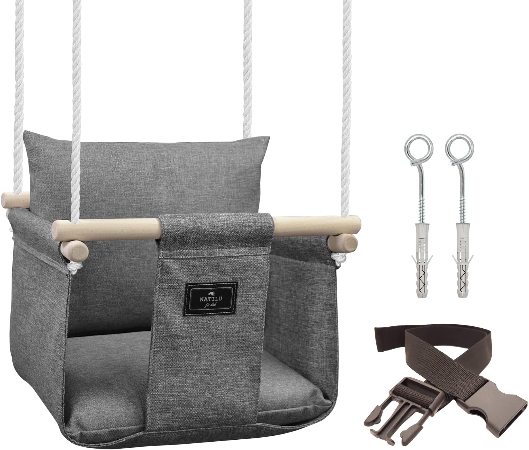 NATILU® Babyschaukel Set Indoor Outdoor Silver Schaukel