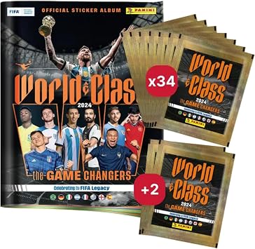 Panini FIFA World Class 2024 Sticker Album + 34 Paket 170  kartma Futbolcu  kartmalar  Seti