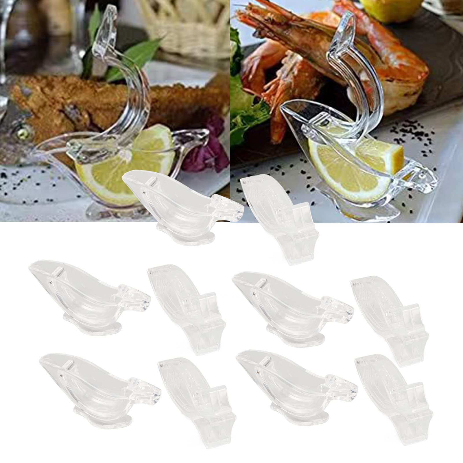 Restokki Manual Lemon Juicer 10Pcs Transparent Acrylic Fish Bird Shaped Lemon Slice Squeezer for Home Kitchen Cooking Bar Gadget