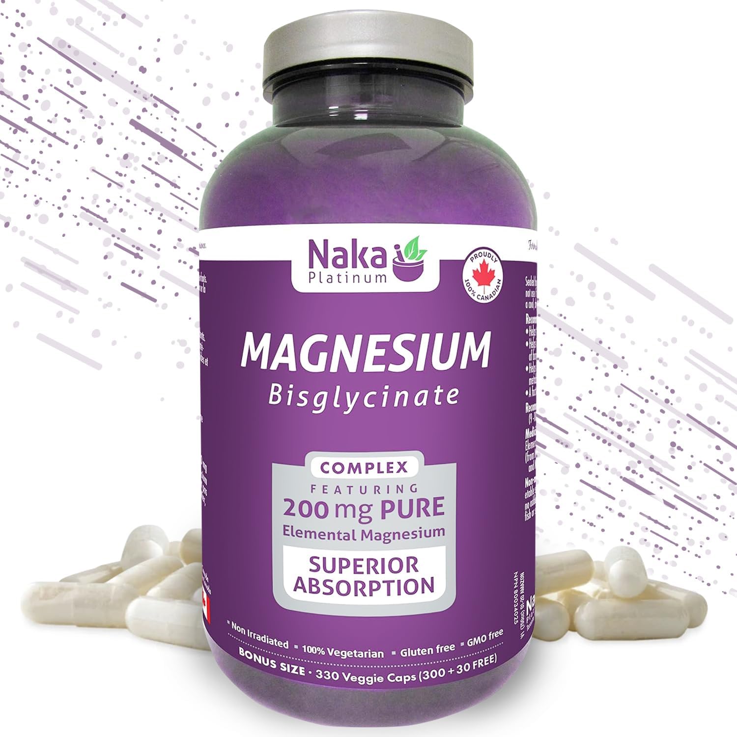 Naka Platinum MAGNESIUM Bisglycinate 200 mg SUPER BONUS SIZE 330