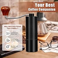 Vista 4 de Molinillo de café manual de 0.88 oz, molinillo de café manual CNC de acero inoxidable con ajuste de posicionamiento de doble rodamiento, molinillo