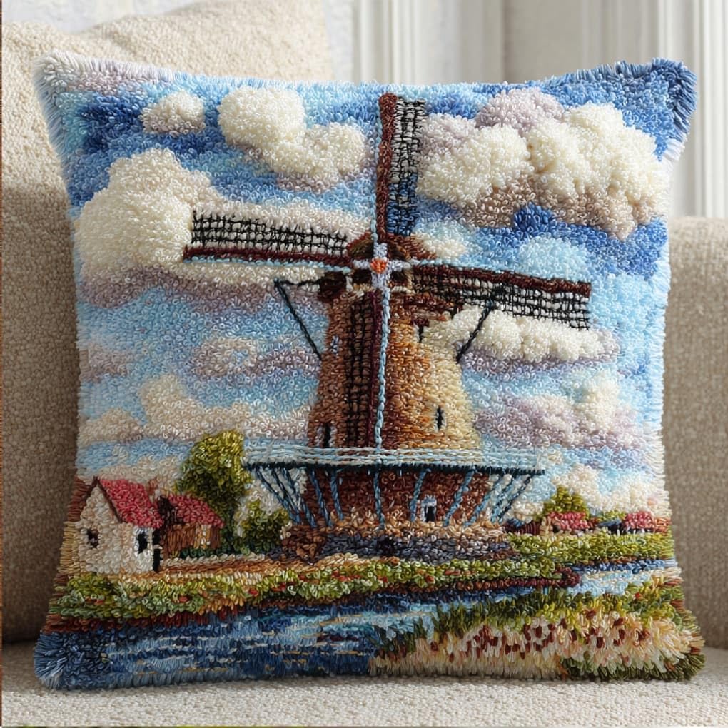 kitphoenix Latch Hook Embroidery Kits Windmill Fields 43Cmx43Cm