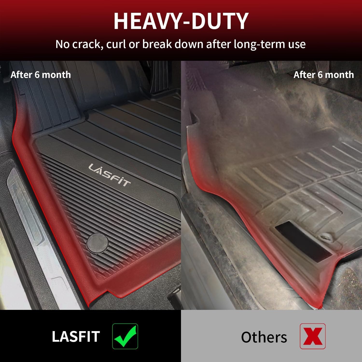 LASFIT Floor Mats for BMW 3 Series 2012-2018 320i 328d 328i 330e 330i 335i 340i M3 RWD & Sedan Only(Not for 335is, X-Drive, GT), All Weather TPE Custom Fit Car Liners 1st & 2nd Row Mat, Black