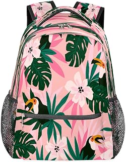 Mochilas para meninos e meninas, mochila colorida de tucano de animal para laptop, mochila escolar com vários bolsos, mochila impermeável com alça de ombro ajustável para viagens, caminhadas, acampamento, Multi, Medium