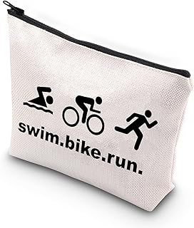 Triathlon Gifts Swim Bike Run Cosmetic Makeup Bag Travel Pouch For Women Triathlete Inspirational Gift Triathlon Lover Gift Runner Makeup Cosmetic Bag Organizer Pouch,Beauty is My Business B