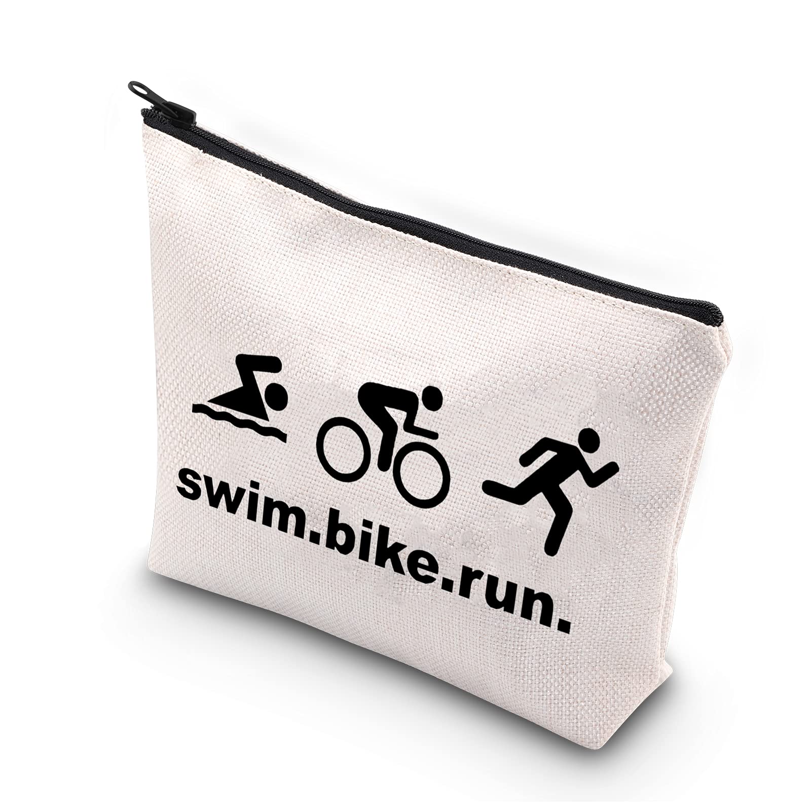 Triathlon Gifts Swim Bike Run Cosmetic Makeup Bag Travel Pouch For Women Triathlete Inspirational Gift Triathlon Lover Gift Runner Makeup Cosmetic Bag Organizer Pouch,Beauty is My Business B