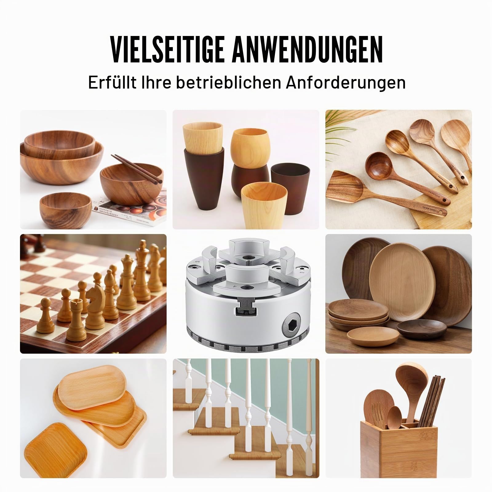 VEVOR KP96 Drehbankfutter 4-Backen φ96mm Backenfutter aus 45# Klemmbereich 32–70mm Spannfutter-Innengewinde M33 x 3,5 TPI Drehbank Ausrichtungsgenauigkeit ≤0,3mm Drechselfutter Drehmaschinenfutter