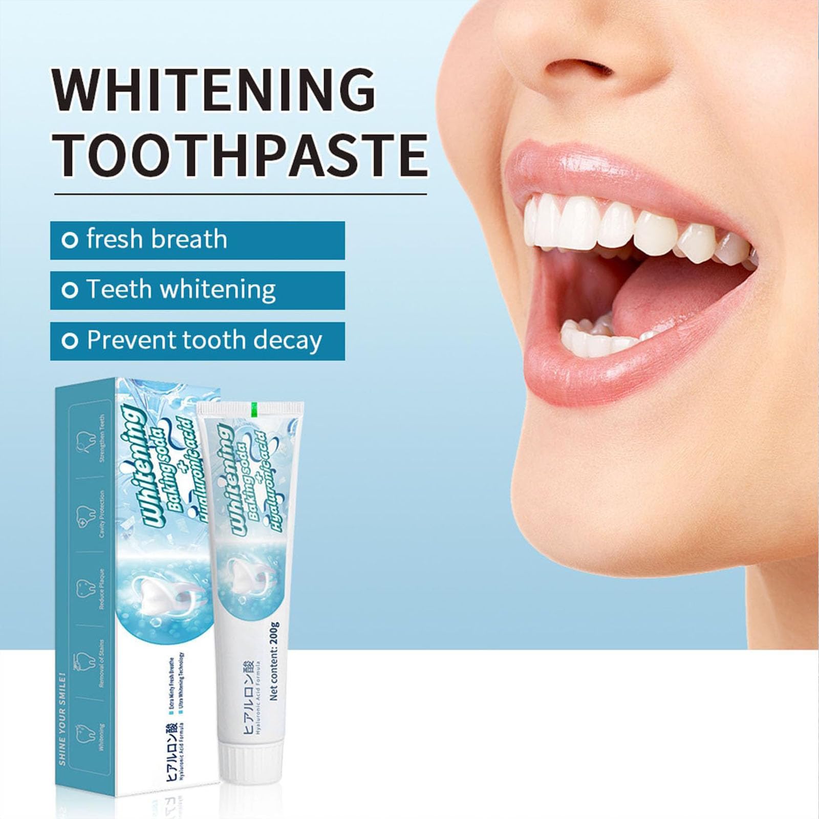 Per set di dentifricio sbiancante scoban, sbiancamento dei denti scoban con bicarbonato di sodio, potente formula scobana per un sorriso più luminoso, rimuove le macchie, respiro fresco (3pcs)