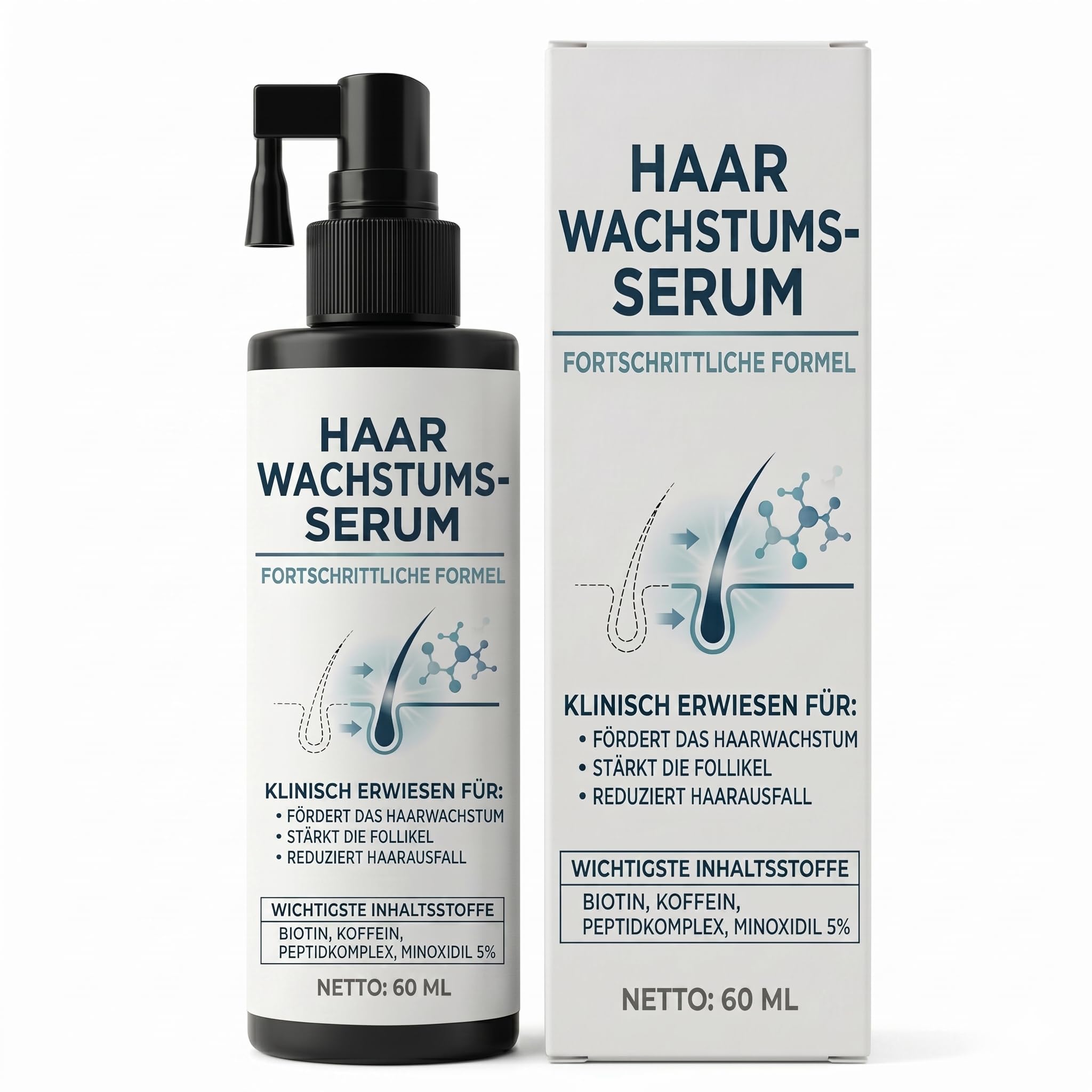 Hair Growth Spray, 60 ML Haarwachstum Spray, Natürlich Haarwachstum Beschleunigen, Stärkt die Haarfollikel, Beschleunigt das Hair Growth, Haarausfall Vorbeugen für Frauen & Männer