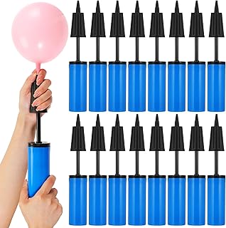 Honoson 16 Pcs 9 Inch Portable Hand Balloon Pump Hand Air Pump for Balloons, 2 Way Dual Action Manual Balloon Inflator for Birthday Party Decoration Exercise Ball Yoga Balls Pool Floats, Blue