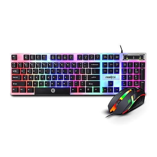 Frontech KB-0040P Wired Gaming Keyboard and Mouse Combo | USB Plug & Play | 1200 DPI Optical Mouse | 105-Key Keyboard | Compatible with Windows PCs