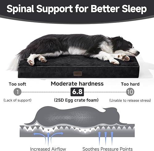 Miniatura 3 de OhGeni Cama ortopédica impermeable y lavable a máquina para mascotas medianas y grandes, adecuada para jaulas, espuma de jaula de huevos 25D, parte