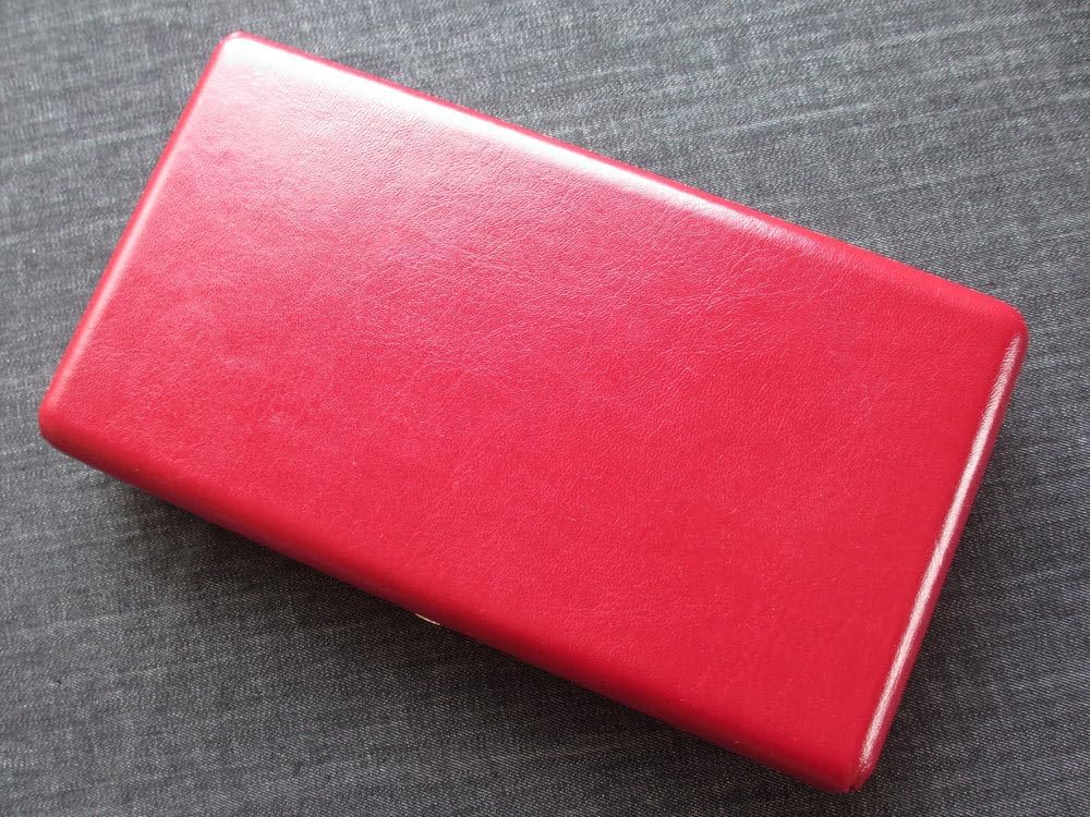 津軽三味線用撥入れ(バチ入れ 2丁用 箱型 合皮 エンジ色