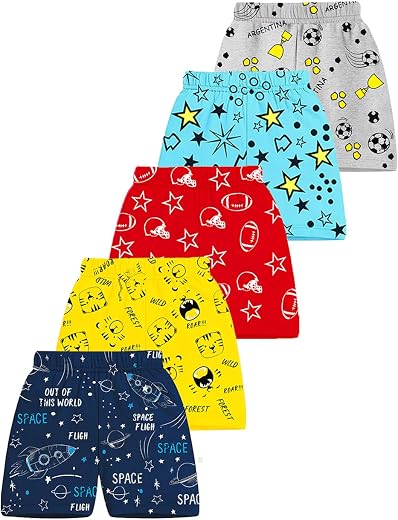 Kuchipoo Boys Regular Fit Cotton Shorts - Pack of 5