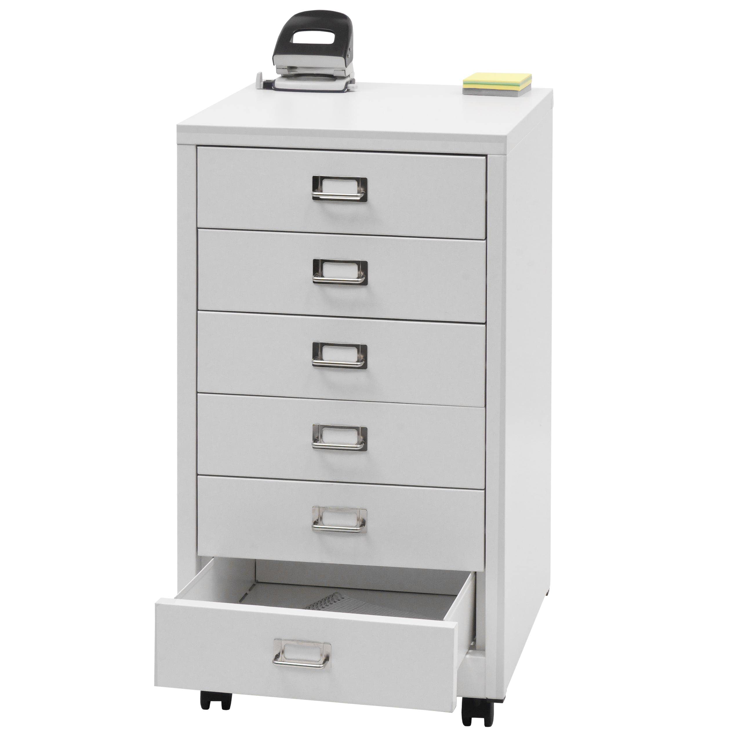 Mendler Rollcontainer HWC-L49AM 75x40x41cm 6 Schubladen - weiß