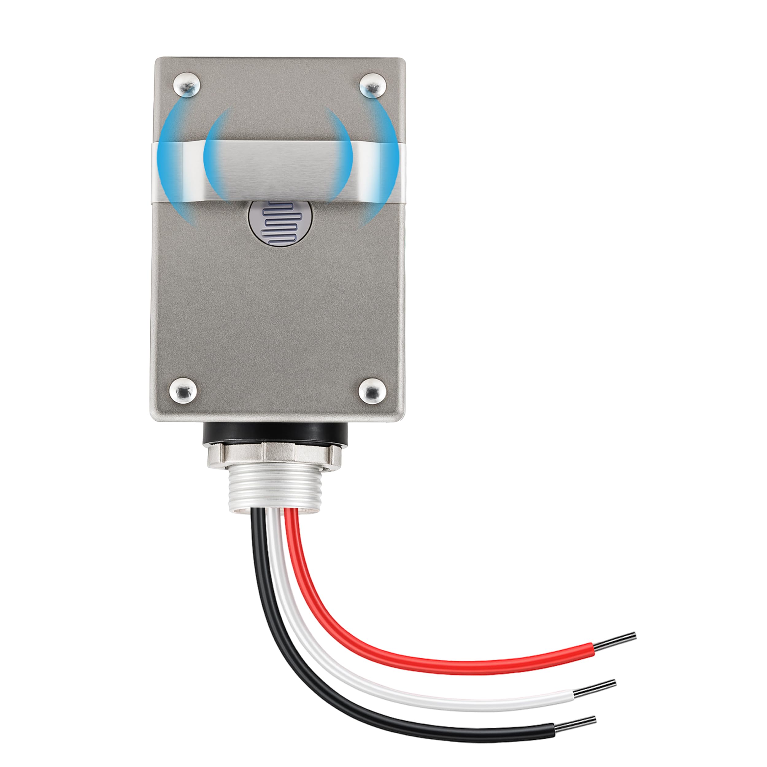 Touch & Glow Hardwired Stem Mount - Dusk-to-Dawn Light Sensor - Photocell Sensor with Adjustment Slide Bar - 120V Light Control with Delay Function - EZ-351