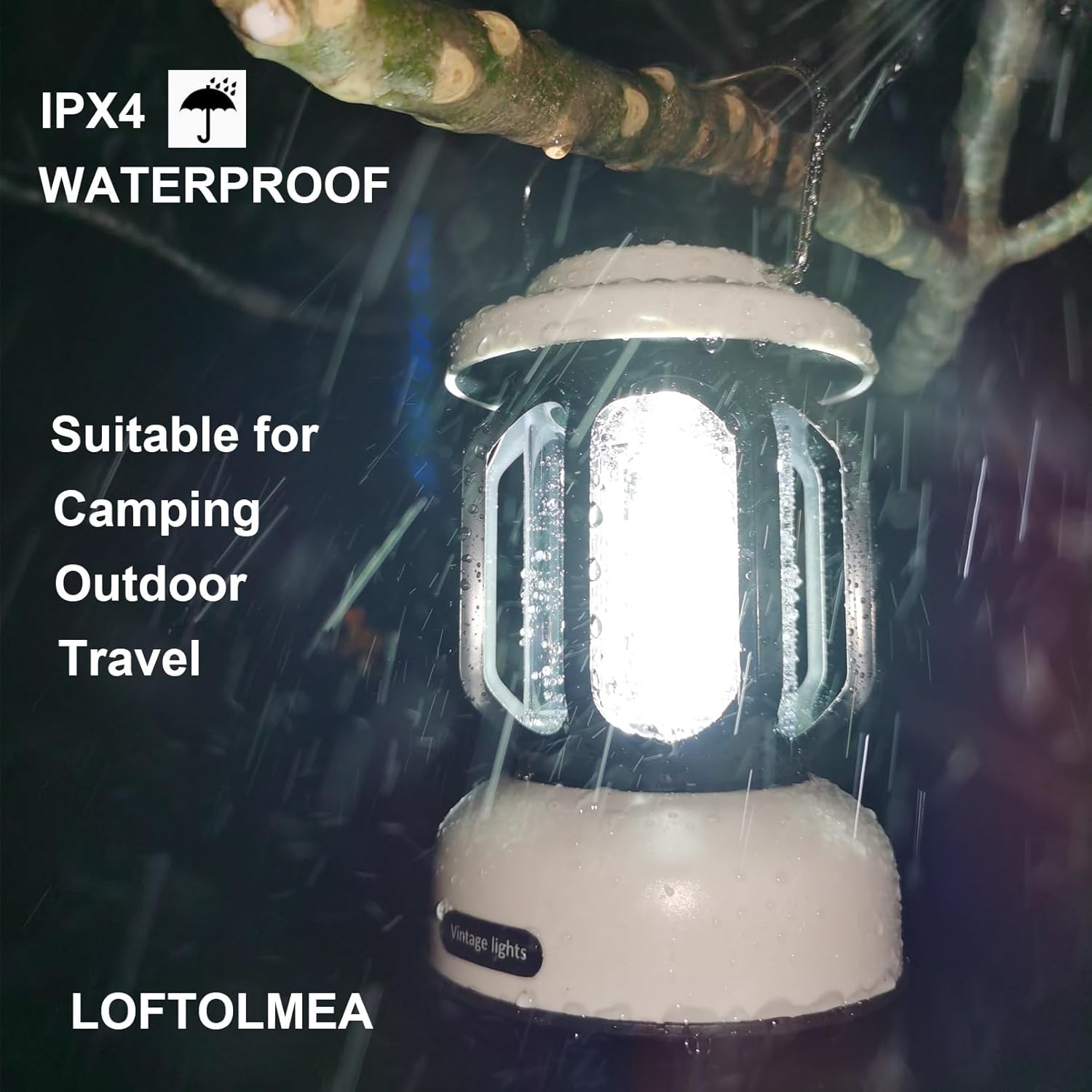 Camping Lantern Rechargeable, 360° Brightness Dimmable Retro Camping Light, Hanging Vintage Camping Lamp Outdoor Tent Light for Power Outage, Hurricane, Emergency, 3A Battery Included, White - Image 3