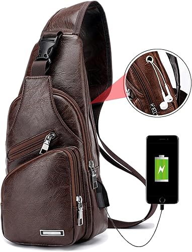 Vista 3 de Seoky Rop Bolso bandolera para hombre con puerto de carga USB