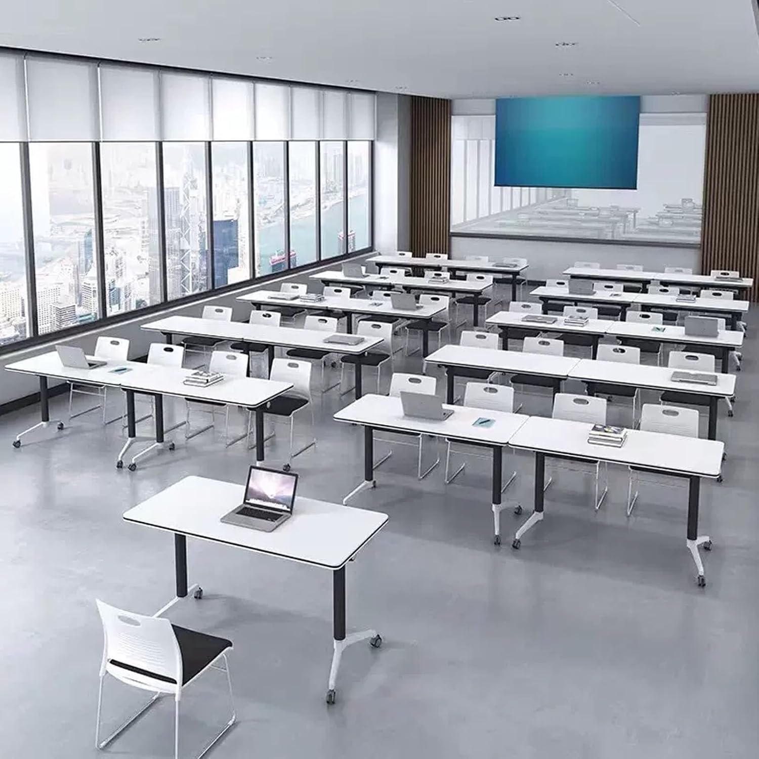 Flip Top Mobile Training Table, Folding Conference Room Table, Mobile Meeting Table with 360° Silent Wheels Training Table, for Office Meeting Room (Size : 47.2x23.6x29.5/120x60x75cm)