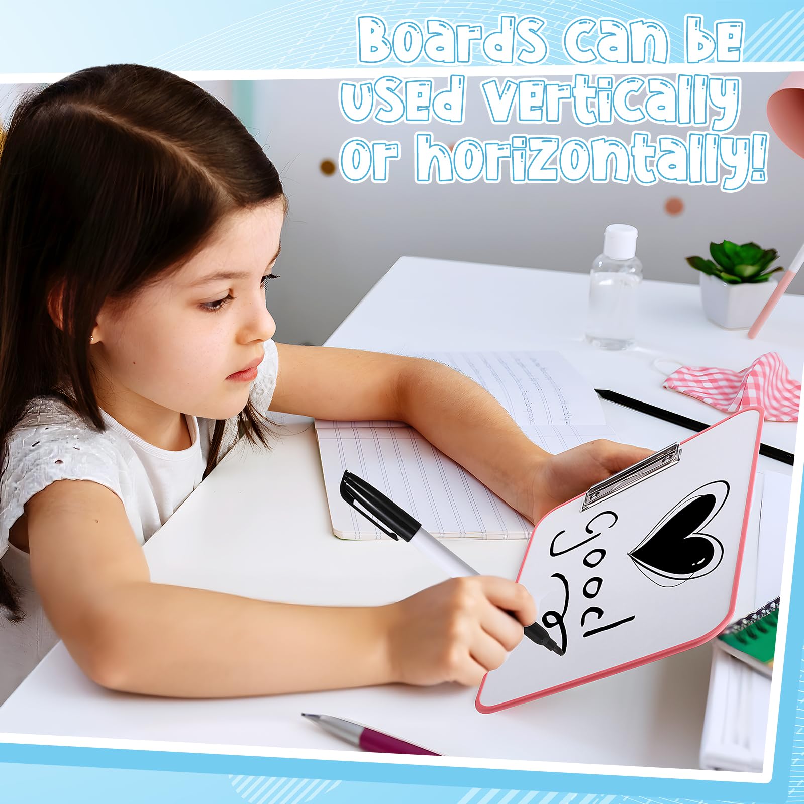 Seajan 4er-Set schräge Schreibtafel mit Ständer, 15°-75° Desktop-Whiteboard, trocken abwischbar, Klemmbrett, 30,5 x 22,9 cm, tragbar, wiederverwendbar, Handschrift, Lehrer, Bürobedarf zum Lesen