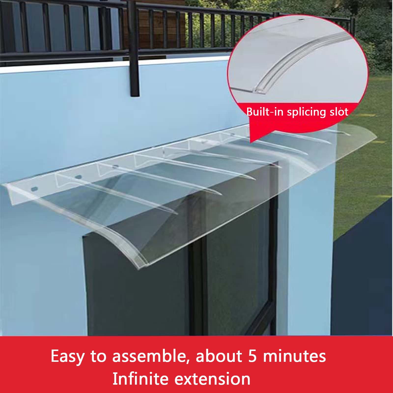 Toldo De Policarbonato Para Puerta - Techo De Protección Contra Sol Y Lluvia, Marrón, 50x120 Cm - Ideal Para Porche, Entrada O Balcón