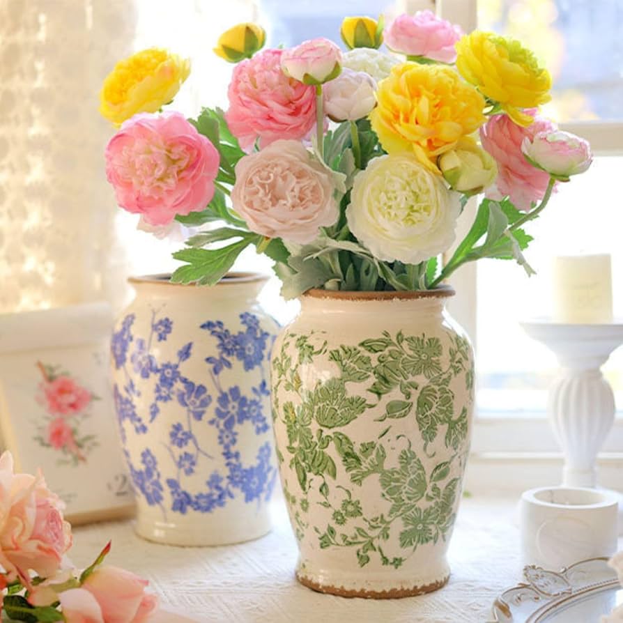 Amazon.com: ROLLSCERAY Vintage Vase for Flowers, Green