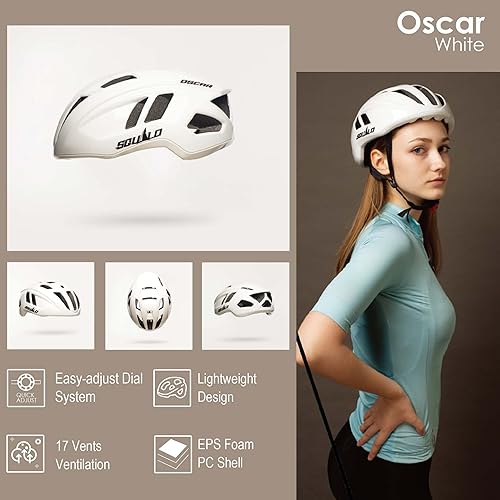 Miniatura 9 de SQUALO Oscar - Casco de bicicleta para hombres y mujeres, cascos de bicicleta aerodinámicos con esfera de ajuste unisex para adultos, casco de