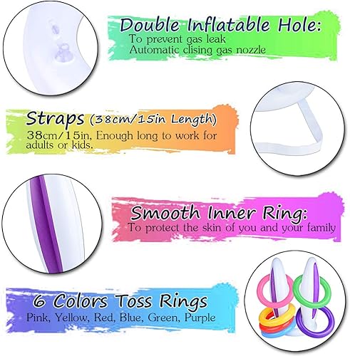 Miniatura 4 de Hoshin Juego de 2 juegos inflables de lanzamiento de anillos de orejas de conejo (2 sombreros de orejas de conejo con 12 lanzamientos de anillo, 1