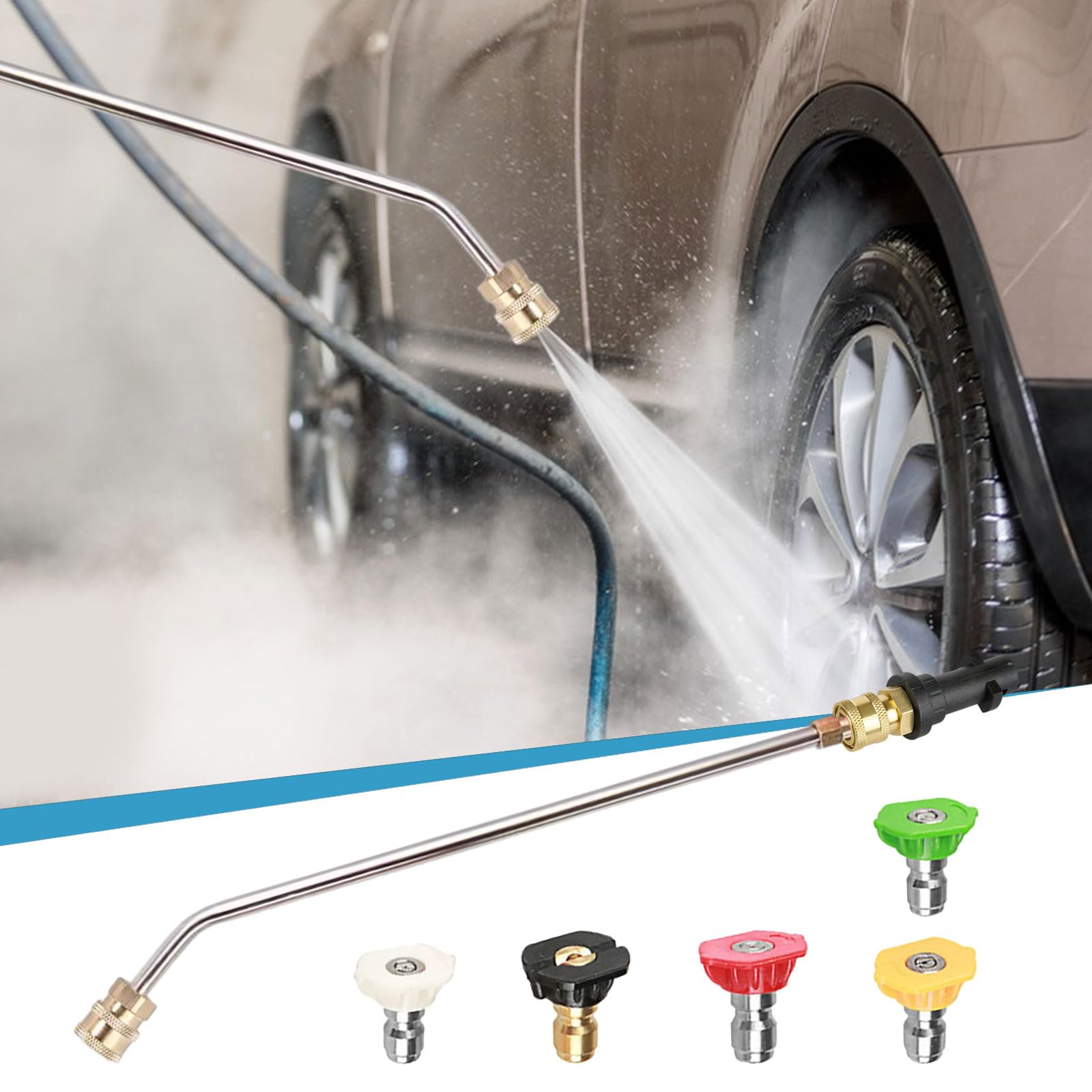Varita de extensión para lavadora a presión, lanza de pulverización en ángulo de 90 grados/30 grados para Karcher K2 K3 K4 K5 K6 K7, con 5 boquillas de pulverización (30 grados)