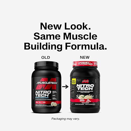Vista 10 de MuscleTech Nitro-Tech - Proteína aislada y péptidos de suero de leche en polvo + creatina p/ganancia y construcción muscular p/hombre y mujer
