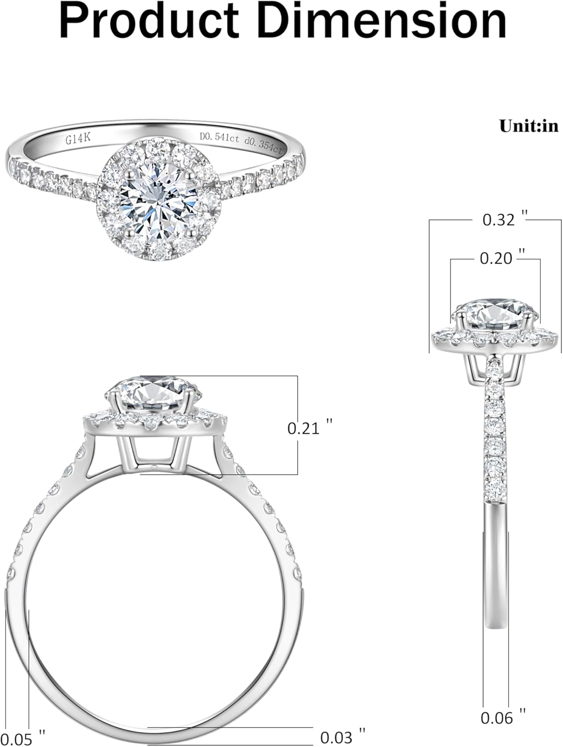 Halo 14k White Gold 0.5 to 2.5 Cttw IGI Certified LAB Grown Diamond Engagement Rings with Side Stones, Anniversary Wedding Promise Rings Jewelry Gifts for Women, Clarity VS1-VS2, D E F Color - Image 4