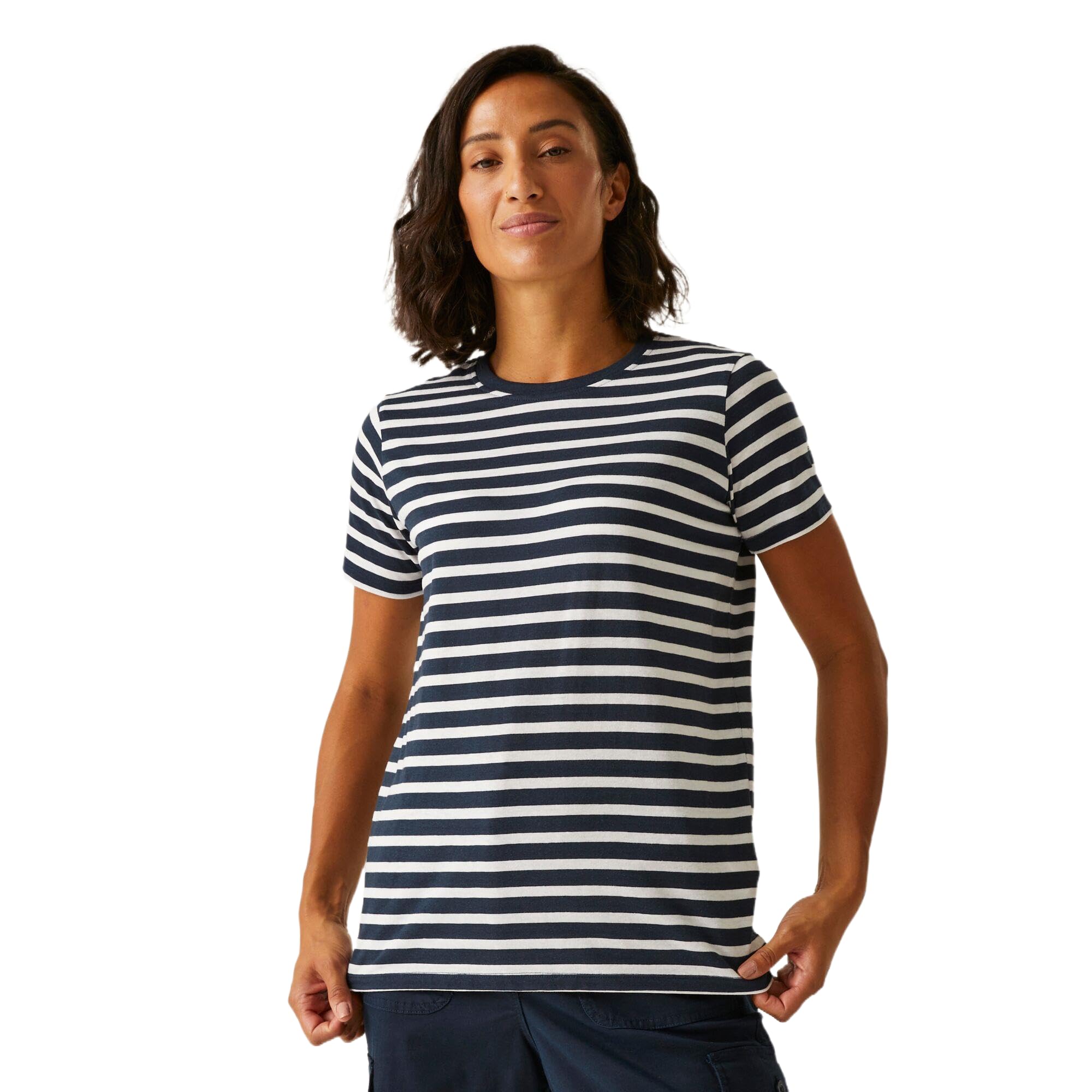 Regatta Women's Bayletta Short-Sleeved T-Shirt - Navy/White Stri - 14