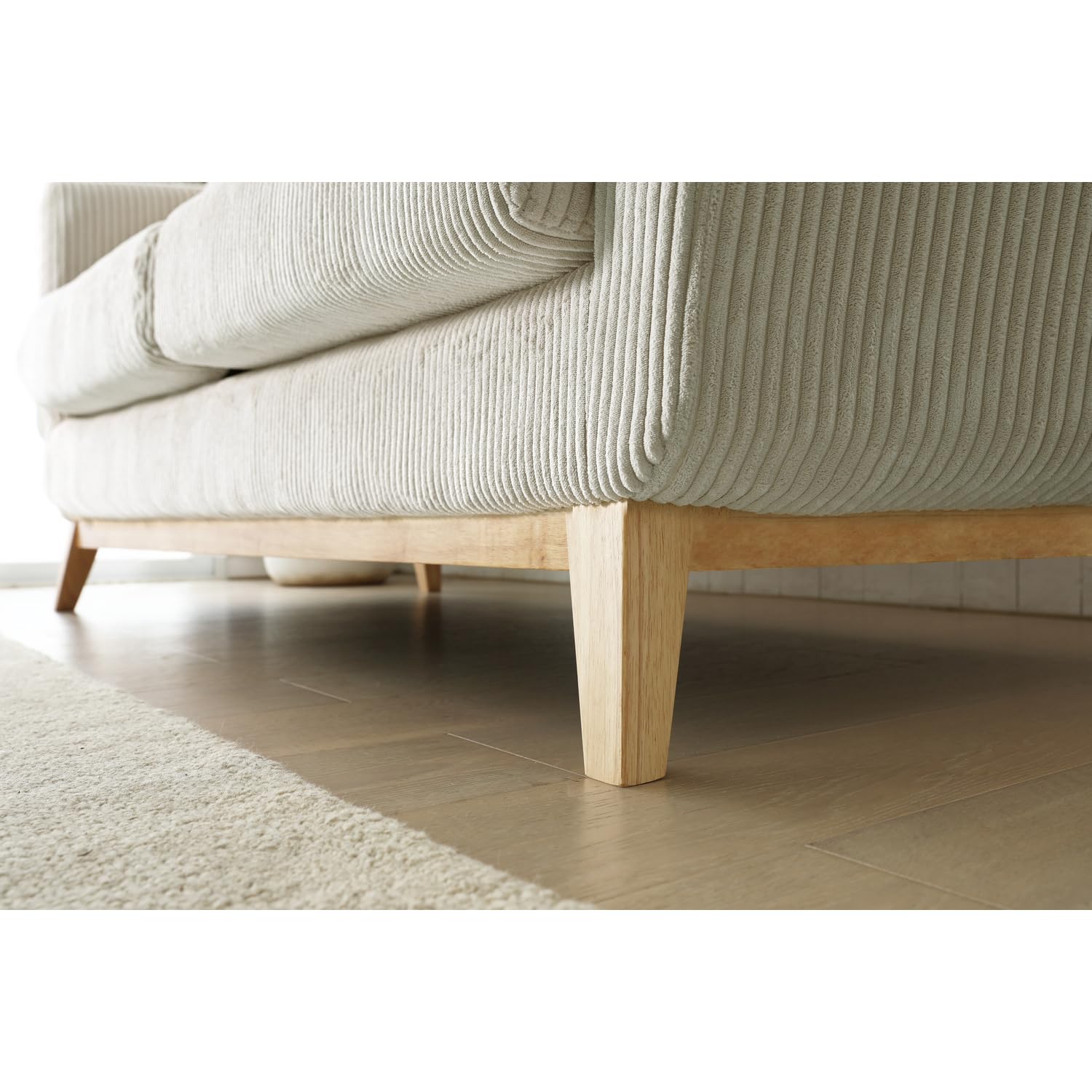 CONCEPT USINE Canapé Scandinave HÖGA Velours Côtelé 3 Places Beige 190 cm