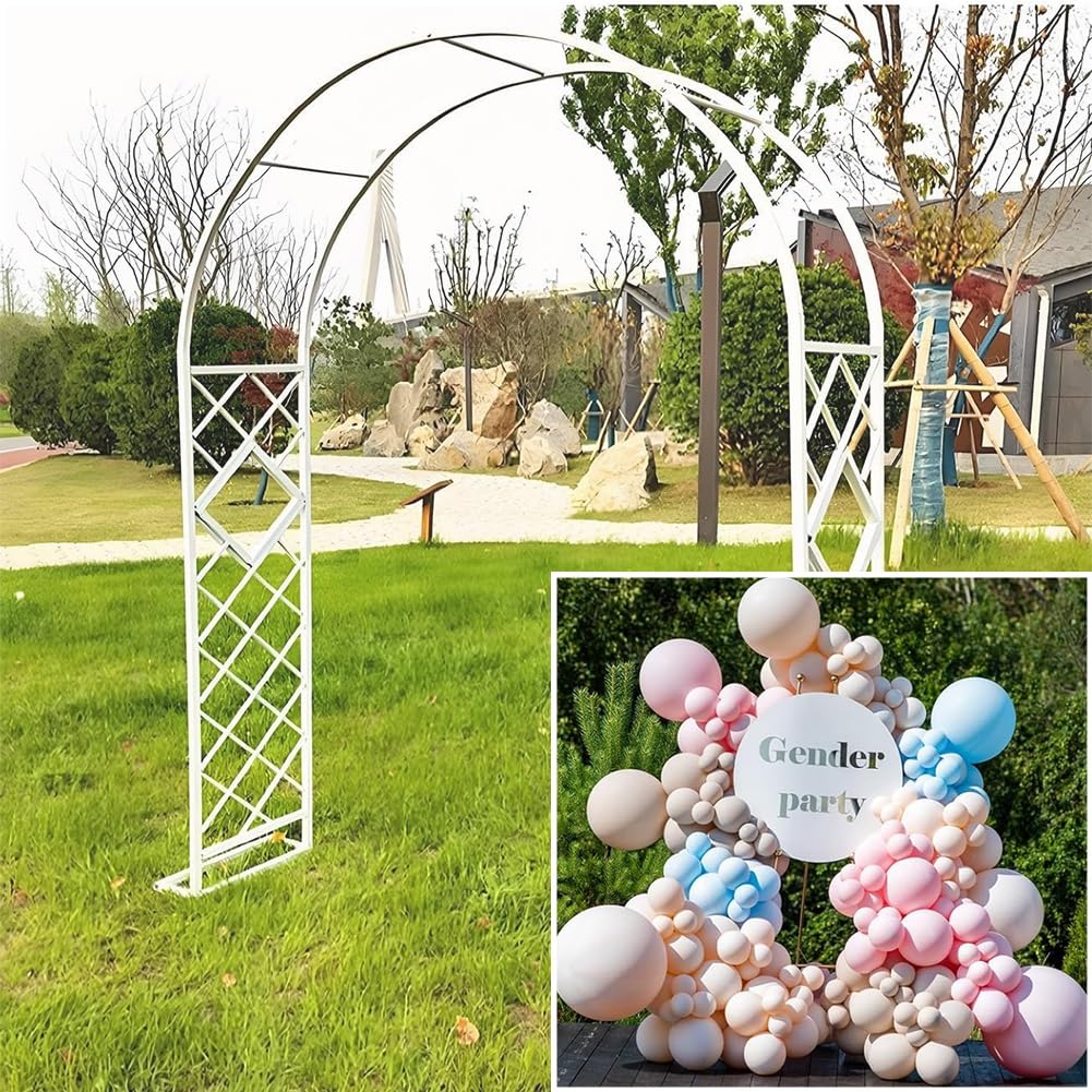 Arco in metallo marrone per piante rampicanti, addensato, decorazione per cerimonia nuziale, decorazione per prato e giardino, sfondo per feste e vacanze (W200 x H230 cm)