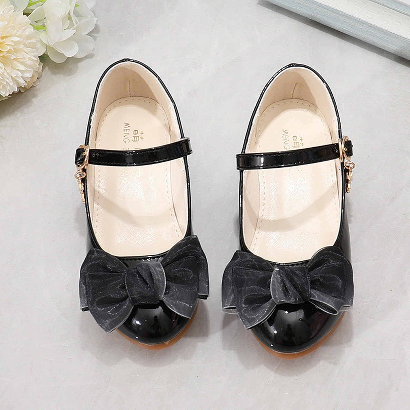 Chaussures De Princesse Enfant Fille Cuir Chic a la Mode Chaussure De Cérémonie Fille Mariage Soirée Bal Brillante Confort Semelle Plate Antidérapant Souples Légères